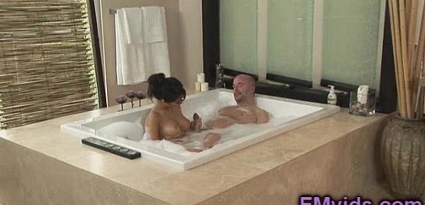 Sexy Asa Akira plays with cock in the bathtub
